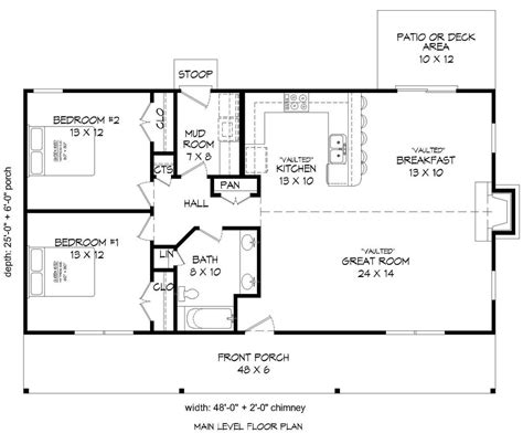 Cabin Style House Plan 2 Beds 1 Baths 1200 Sqft Plan 932 8