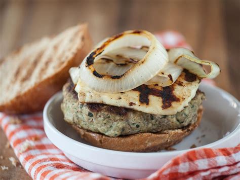 Choosing turkey over beef reduces the amount of saturated fat greatly. Recipe: Pesto Turkey Burgers with Grilled Halloumi | Whole ...