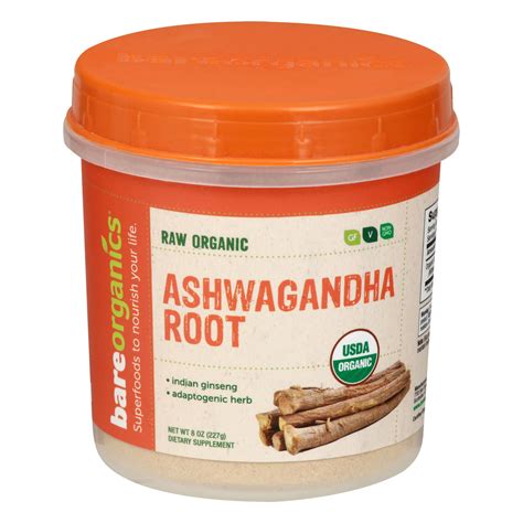 Bare Organics Raw Organic Ashwagandha Root Shop Herbs Homeopathy At