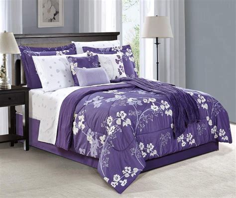 Living Colors Living Colors Milly Purple Floral 12 Piece Comforter Sets