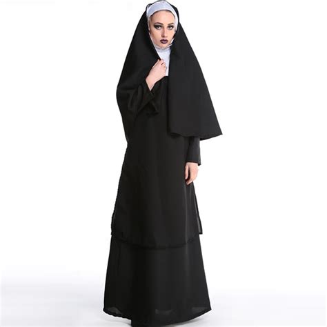 Virgin Mary Nuns Costumes Sexy Long Black Costume Arabic Religion Monk Ghost Uniform Best