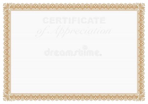 Gold Border Certificate Of Appreciation With Security Printing Stock