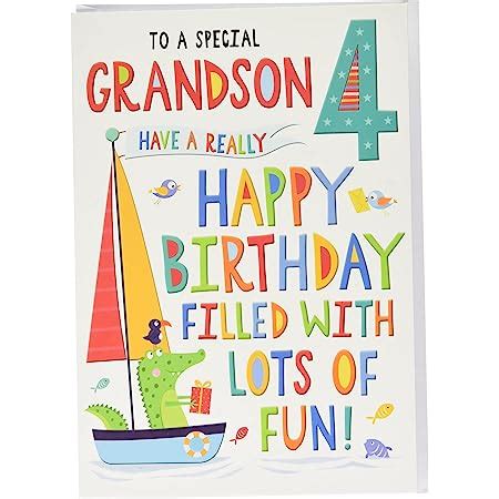 Juvenile Birthday Card Age Grandson Regal Publishing Blue Green Beige Gold Red X