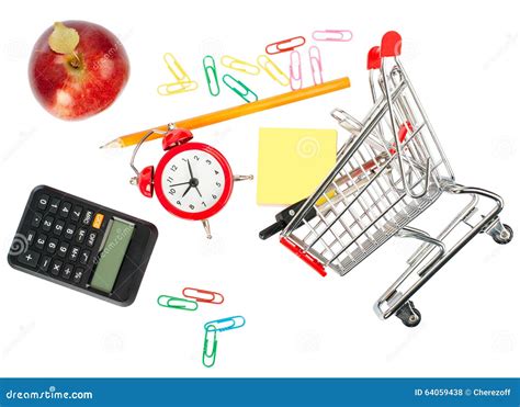 Shopping Cart With Stationery Stock Photo Image Of White Empty 64059438