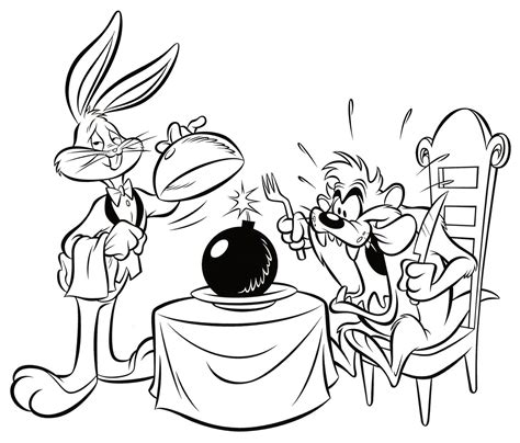 Bugs Bunny And Tasmanian Devil Bomb Black Looney Tunes
