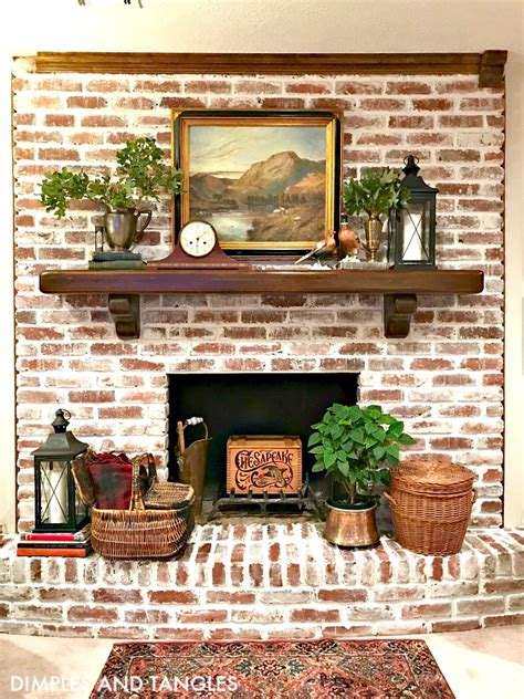 Mortar Wash Brick Fireplace Makeover Dimples And Tangles