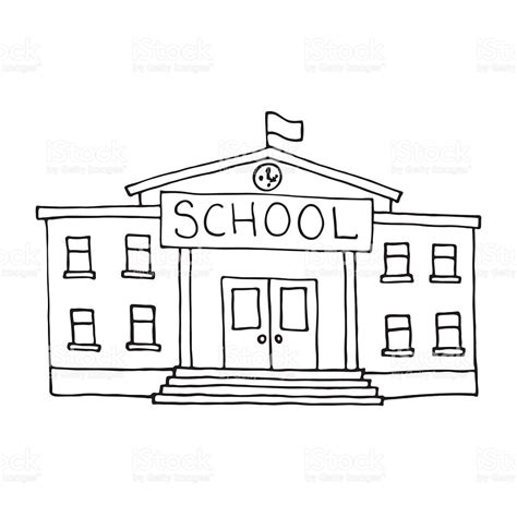 School Building Drawing Easy