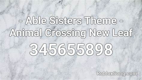 Able Sisters Theme Animal Crossing New Leaf Roblox Id Roblox