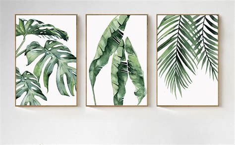 Lot De 3 Aquarelle Plante Vert Feuilles Peinture Art Print Etsy