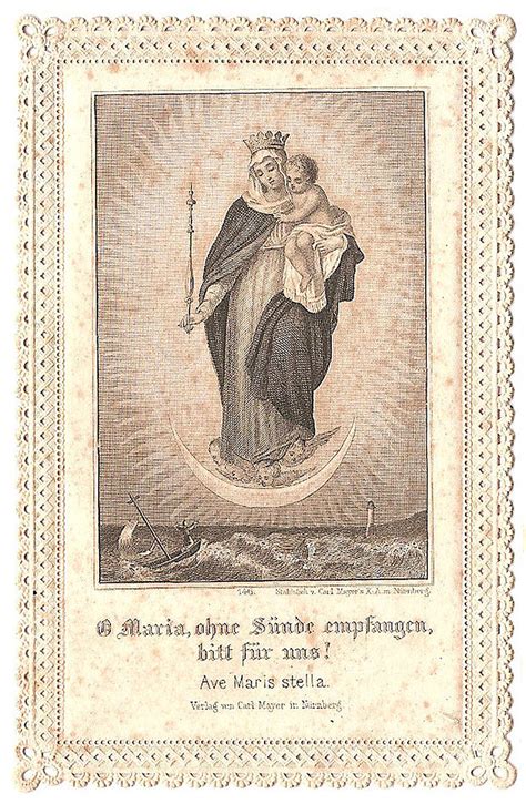 Vintage Ephemera Graphic Lace Holy Card Mary With Baby Jesus The