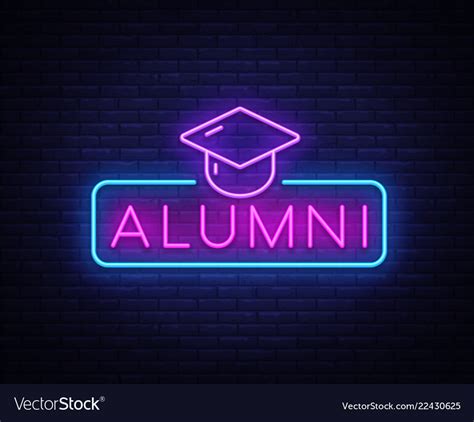 Alumni Neon Sign Graduation Neon Symbol Royalty Free Vector