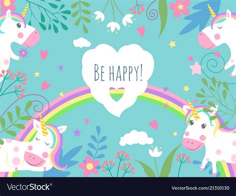 Rainbow Unicorn Background Vector Illustration For Your Next Project