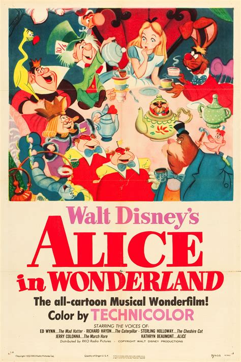 alice in wolderland original poster alice in wonderland poster animated movie posters