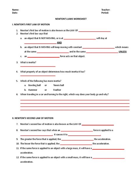 Identifying Newtons Laws Of Motion Worksheet