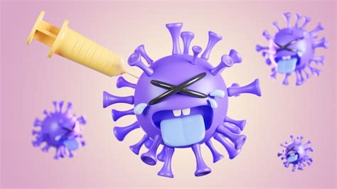 Premium Photo Crying Cute Purple Coronavirus Character Being Injected