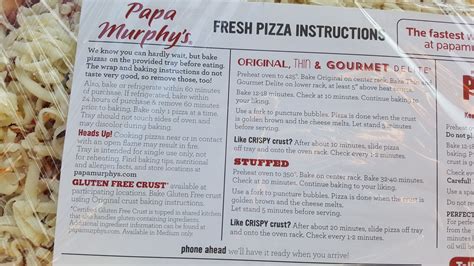 Papa Murphys Take N Bake Pizza Menu Decatur Al 35601 Menu Cuisine