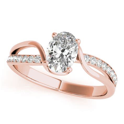 European Engagement Ring Swirl Oval Lab Grown Diamond Ring Rose Gold