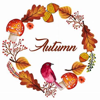 Wreath Autumn Watercolor Background Fall November Clipart