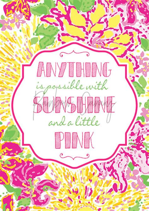 Lilly Pulitzer Quote Print Anything Is Possible With Sunshine Etsy