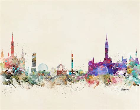 Glasgow City Skyline Painting By Bri Buckley Pixels