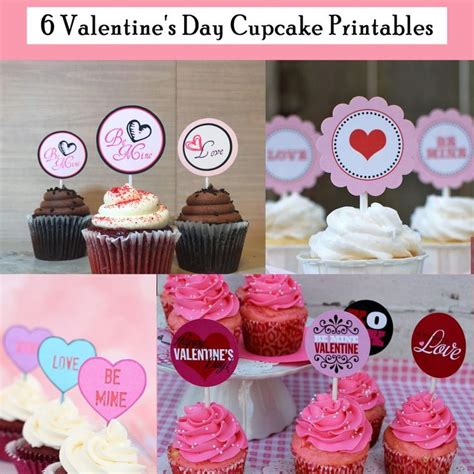 6 Printable Valentines Day Cupcake Toppers Printables 4 Mom