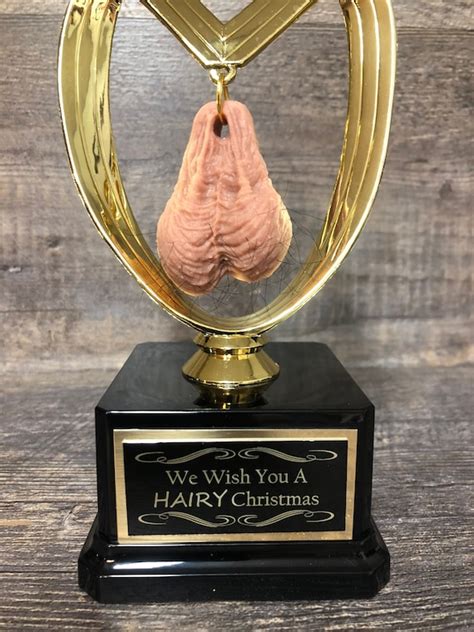 Hairy Christmas Funny Trophy Adult Humor Gag T Testicle You Etsy