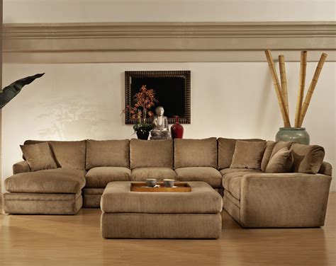 Sectional Big Brown Couch And Table Big Vase Frame 
