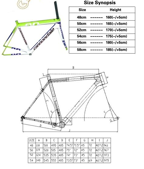 Size Chart For Cannondale Bikes