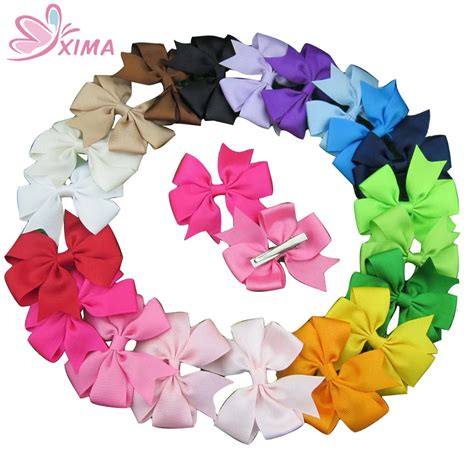 XIMA 20pcs Lot 3inch Grosgrain Ribbon Bows With Clip Boutique Hairpins