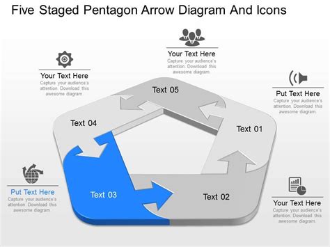 Am Five Staged Pentagon Arrow Diagram And Icons Powerpoint Template