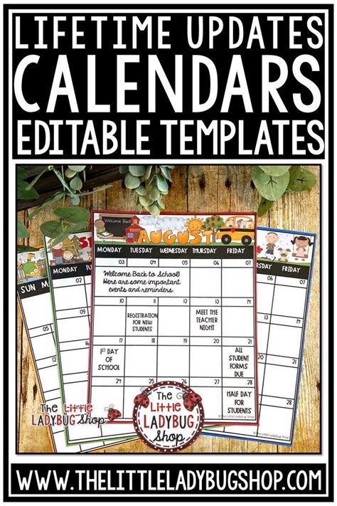 Monthly Editable Calendar 2022 2023 Template Back To School Parent