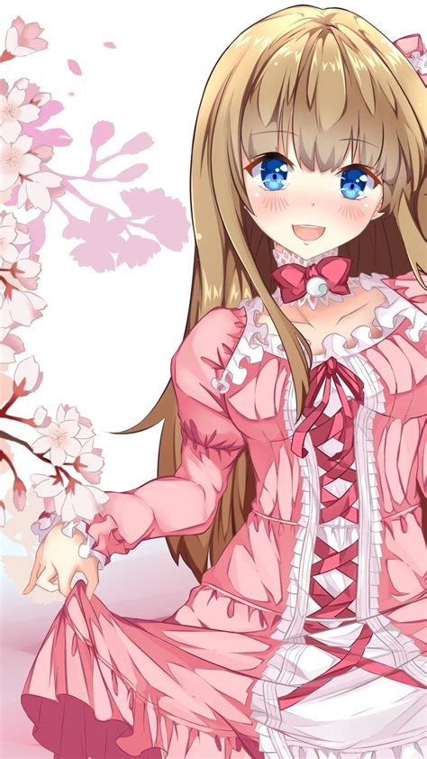 Wallpaper Dress Smiling Lolita Fashion Anime Girl Blue Eyes