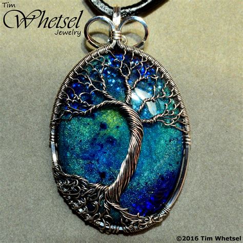 Sterling & Fine Silver Wire Wrap Tree of Life Pendant - Galaxy Glow Orgonite - Handmade Jewelry ...