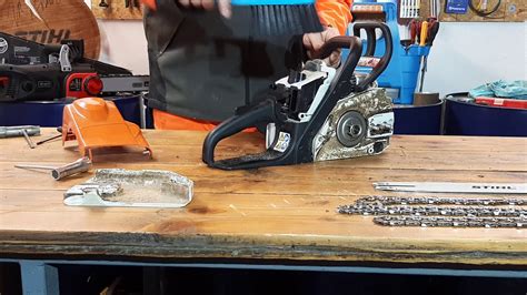 Cleaning And Replacement Of The Saw Chain On The Stihl Ms180 Chain Saw Youtube