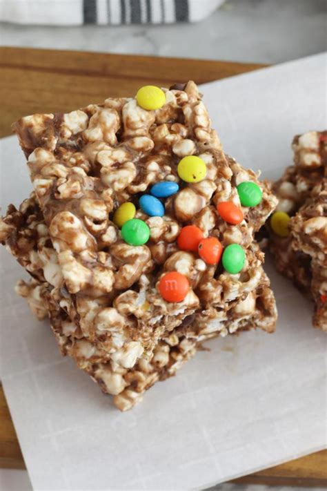 Chocolate Popcorn Bars Best Marshmallow Popcorn Bars Recipe Easy No