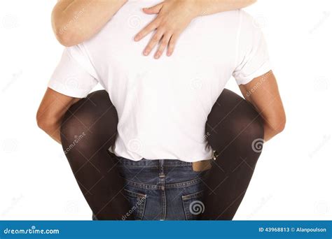 Man Holding Woman Legs Around Waist Body Close Stock Photo Image