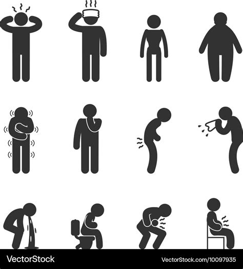 Symptoms People Disease Icons Sick And Ill Vector Image