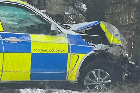 Cop Car Badly Damaged After Crashing On Icy Scots Road Daily Record