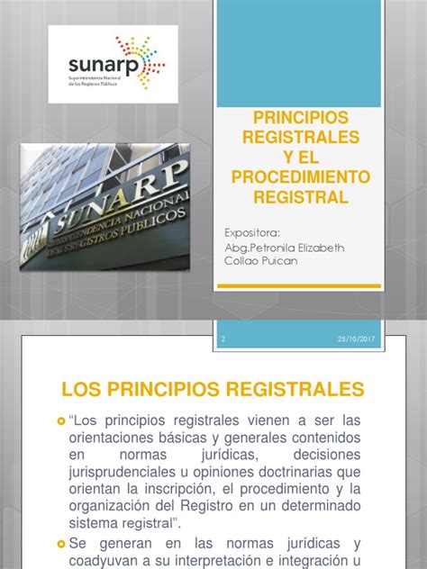 Principios Registrales Y Procedimiento Registral Pdf Legislación