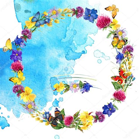 Download watercolor flower stock vectors. Watercolor flower. Summer flowers watercolor background. Invitation card. Watercolor plant ...