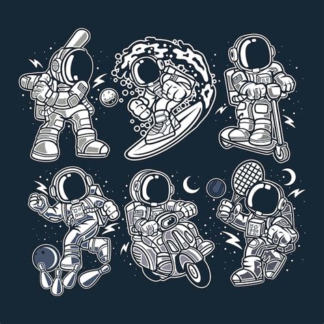 Astronauts Cartoon Character Premium Vector
