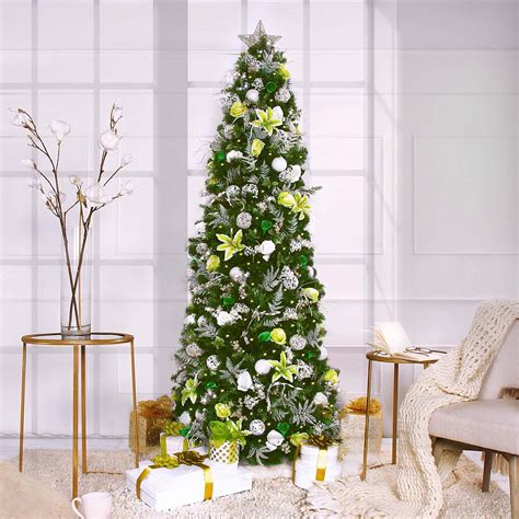 75 Ft Easy Set Up Christmas Tree Prelit And Decorated With White Rose