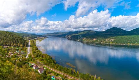 Panorama Of The Yenisei River From The Observation Deck Stock Photo