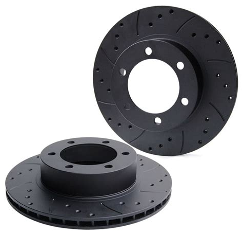 Drilled And Grooved Black Front Brake Discs Hilux Pickup 2008 2016