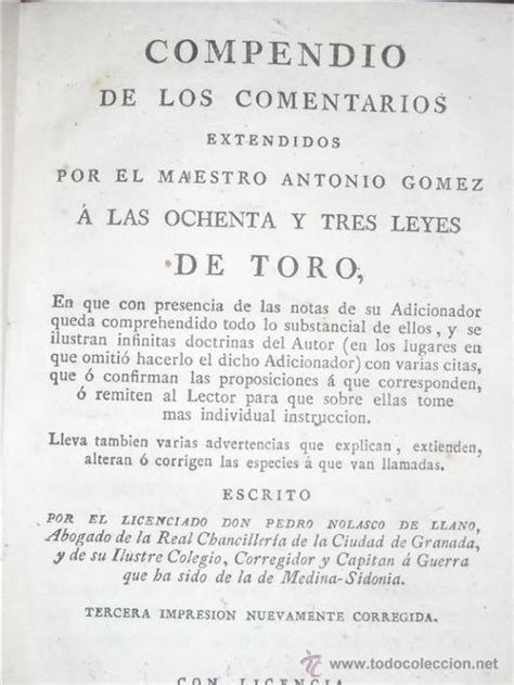 Leyes De Toro Por Dpedro Nolasco De Llano Comprar Libros Antiguos De