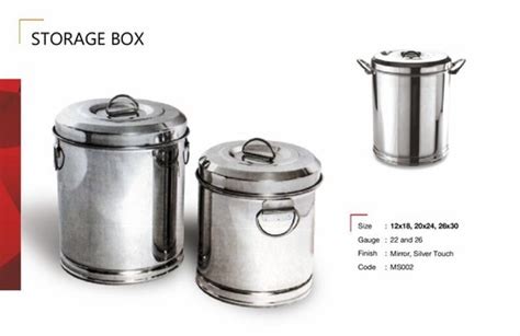 round silver stainless steel storage box for kitchen at rs 599 piece in mumbai