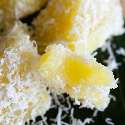 The cassava cake contains sugar, eggs, coconut milk, and of course, freshly grated cassava, and a little grated cheese to top it off. Cassava - Cassava Cake with Coconut - Best Cheap Recipes
