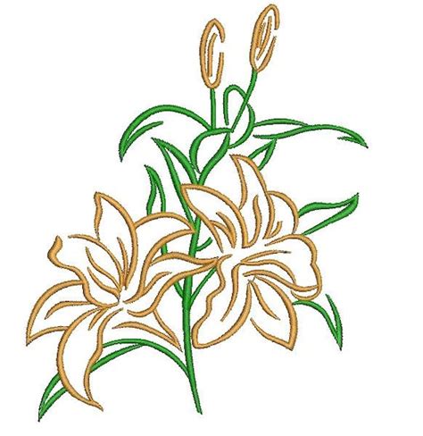 Lilies Flowers Garden Machine Embroidery Design Tested 3 Etsy