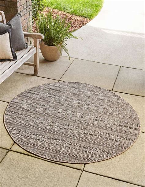 Natural 10 X 10 Outdoor Striped Round Rug Esalerugs