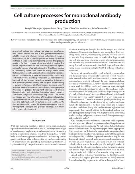 An animal cell culture advance technology for modern research. (PDF) Cell Culture Processes in Monoclonal Antibody Production